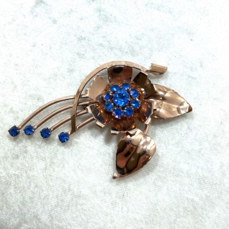 Vintage Rose Gold Vermeil Sterling Silver Flower Brooch