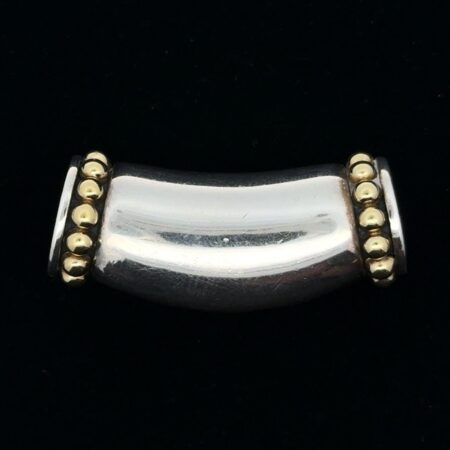 Lagos Caviar 925 Sterling Silver 18k Gold Ball Accent Tube Slide/Pendant 18.86g
