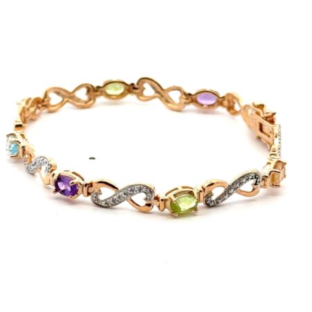 7.5” Ross Simons 925 Gold Vermeil Multi Stone Tennis Bracelet, 9.4g