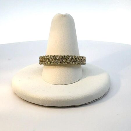 10K Yellow Gold Size-10 Iced Out 3 Row Infinity Comfort-Fit Band - 4.8 Grams