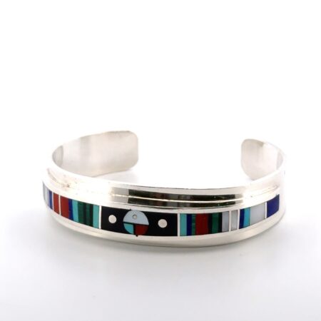 6.25” H. Smith Navajo 925 Sterling Silver Multi-Stone Inlay Cuff Bracelet 32.5g