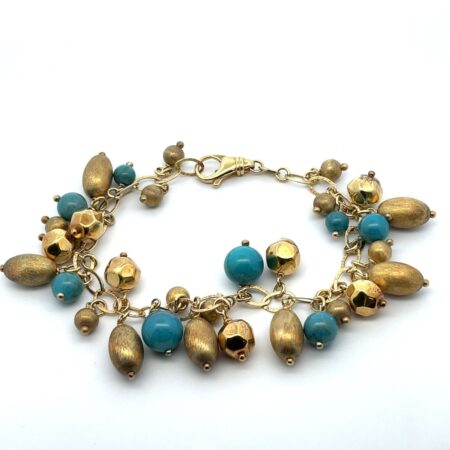 Veronese Gold Vermeil 925 Silver & Turquoise 8”Bracelet 27.8 Grams