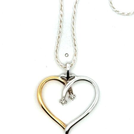 24” .925 Sterling Silver Heart Diamond Necklace, Bradford Exchange, 8.2g