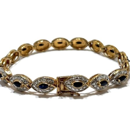 7.5” Ross Simons Gold Vermeil 925 Sterling Silver Sapphire Tennis Bracelet 16.7g