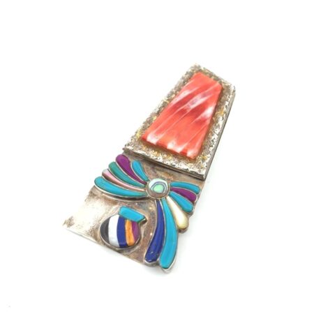 Navajo 925 Sterling Silver Spiny Oyster, Turquoise, & MOP Pendant 23g