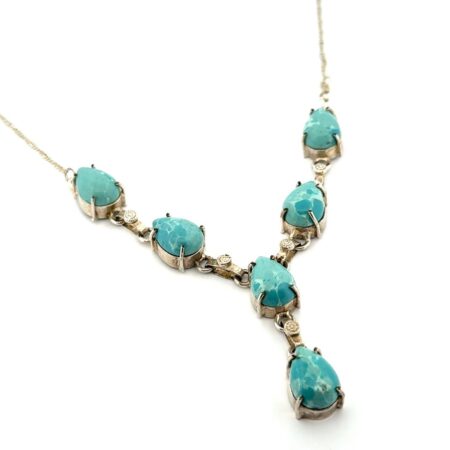 20” - 925 Sterling Silver Teardrop Larimar Drop Pendant Necklace 15.3g