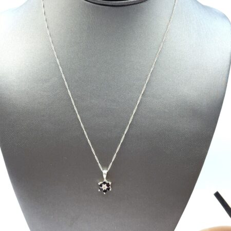 Sterling Silver 17.5 Inch Necklace with Miniature Flower CZ Pendant