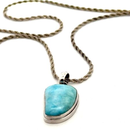 20” .925 Sterling Silver Blue Amazonia Pendant Necklace, 19.8g