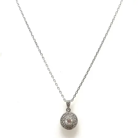 ATI 18”-20” Adjustable 925 Sterling Silver Necklace w/ Round CZ Pendant 3.6g