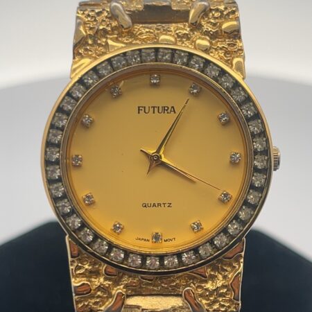 32mm Futura Ladies Quartz Gold Nugget Stainless Steel Wristwatch w/ New Battery