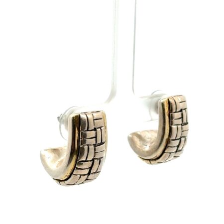 Airess Electro form Two Tone 925 Sterling Silver J Hoop Earrings, 7.1g