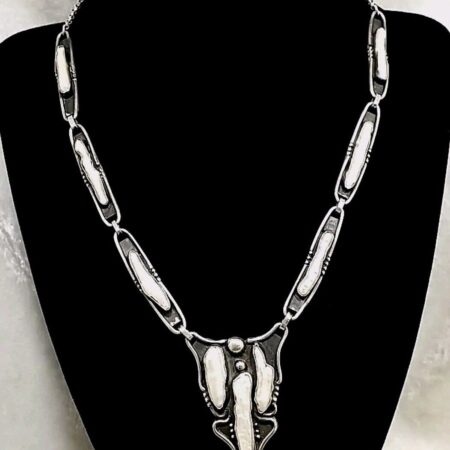 Vintage 925 Sterling Silver White Biwa Freshwater Pearl 18.5" Necklace 29.8 Gram
