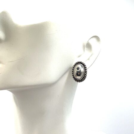 ATI Sterling Silver Oval Stud Pierced Earrings