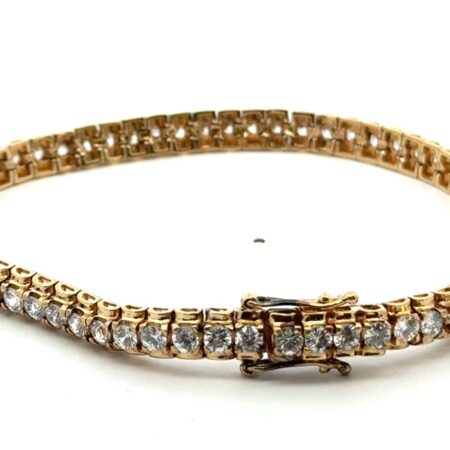 8” x 5.6mm CZ .925 Sterling Silver Gold Vermeil Tennis Bracelet, 18.0g