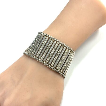 7.5” Vintage India 925 Sterling Silver Heavy Floral Wrap Bracelet 62.2g