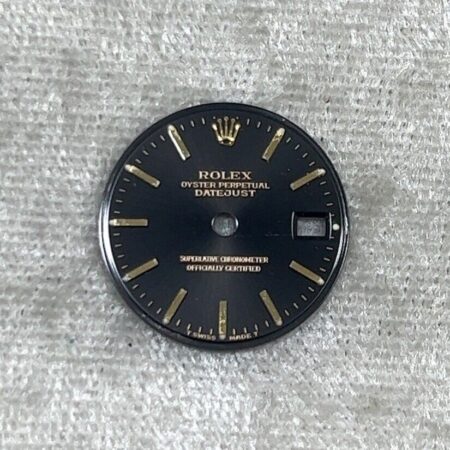 20mm Rolex Oyster Perpetual Datejust Black Dial Gold Stick Markers