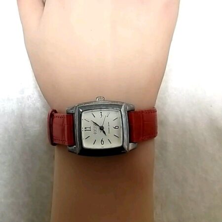 Ecclissi Sterling Silver Ladies Quartz Watch With Red Genuine Leather Band