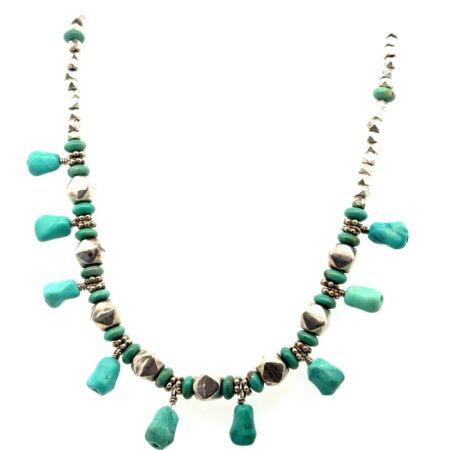 16” Bon Bons 925 Sterling Silver & Turquoise Necklace, 36.1g