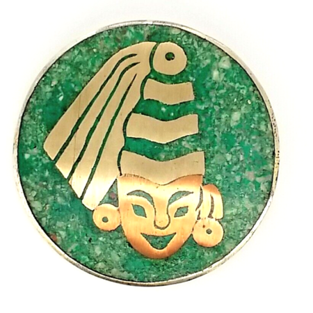 Sterling Silver 925 Taxco Mexico Aztec Figural Pin/Pendant, 8.7 Grams