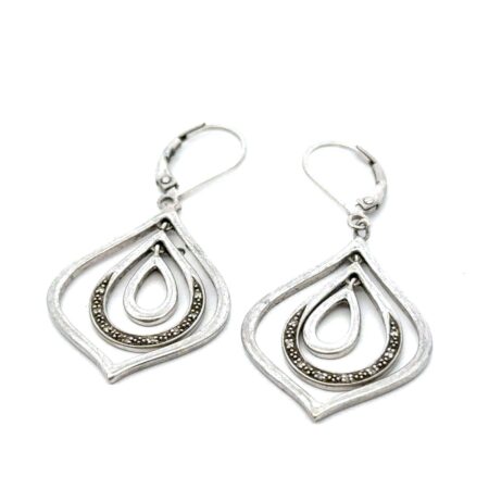 925 Sterling Silver CZ Drop Earrings, 5.6g