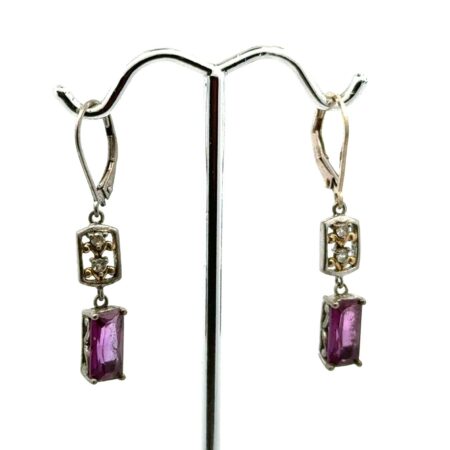 925 Sterling Silver Sapphire & CZ Dangle Earrings, 3.4g