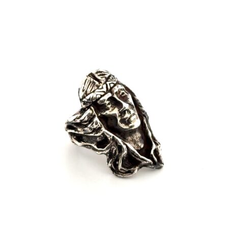 Size: 8.5 Native American 925 Sterling Silver Warrior Face Ring 15.3g