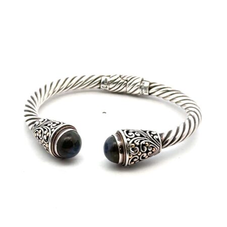 Samuel B. Sterling Silver + 18k Gold Accents Labradorite Cuff Bracelet 6” 26.3g
