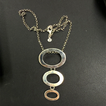Retired Siplada 925 Sterling Silver 3-tier Oval Drop 18" Necklace, 3.1 Grams