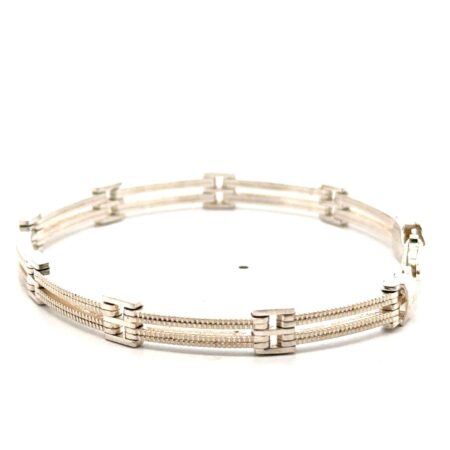 7” Italy .925 Sterling Silver Textured Bar Link Bracelet, 13.9g