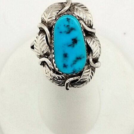 Native American Sterling Silver Kingman Turquoise Ring, 6.0 Grams Size 7.5