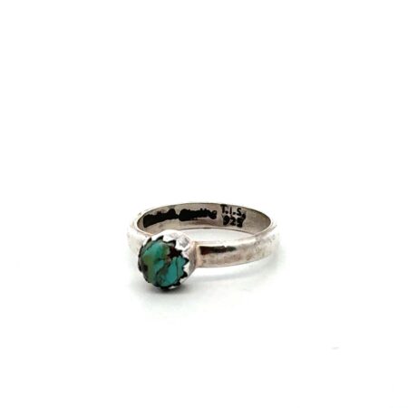 Sz. 7 Native American Turquoise 925 Sterling Silver Ring Marked TIS, 3.2g