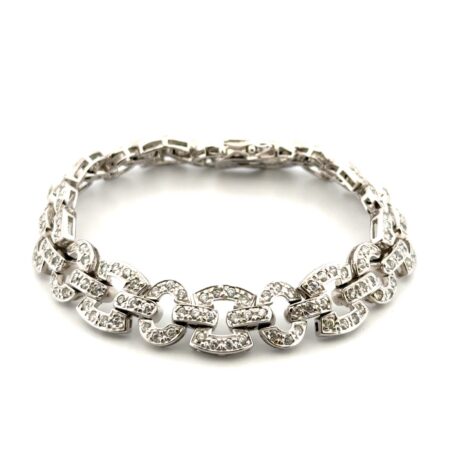 7” Ross Simons 925 Sterling Silver CZ Link Bracelet 32.7g