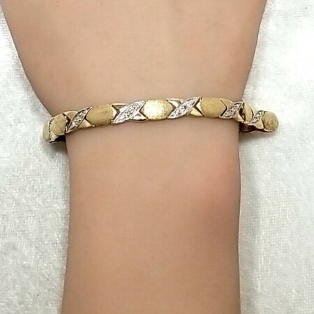 925 Sterling Silver Gold Vermeil X Link 7.5" Bracelet 12.3 Grams Marked FAS