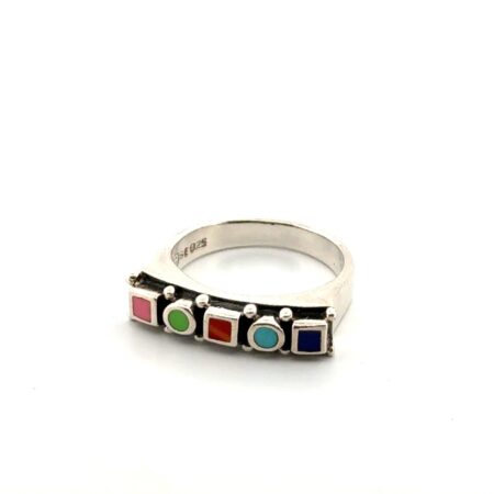 Size: 7 Multi-Stone Stacker Ring 925 Sterling Silver 4.4g