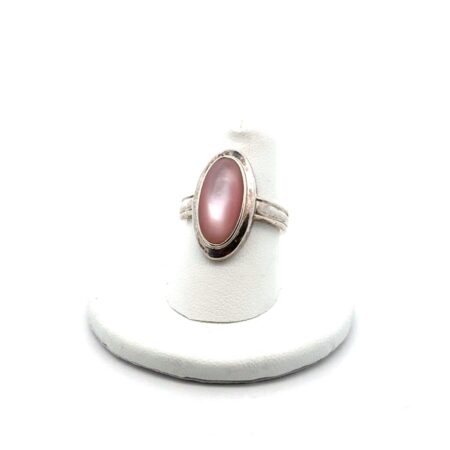 Size-7 .925 Sterling Silver Pink Mother Of Pearl Ring, 4.6g