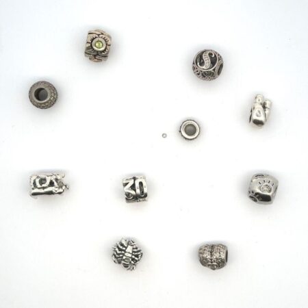 Lot of 10 Sterling Silver Charms (Snake Chain Compatible) Assorted Themes 23.5g