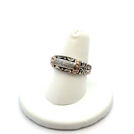 EFFY Balissima 925 Sterling Silver & 18k Gold Trim Filigree Swirl Ring Size: 7.5