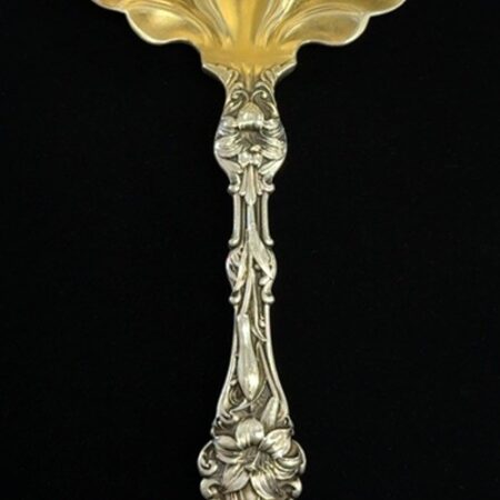 Whiting Manuf. Co. Lily 925 Sterling Silver Berry Spoon Gold Wash, 114.7g