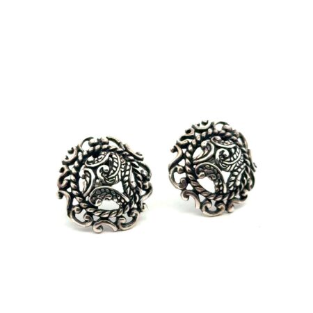 Carolyn Pollack Relios 925 Sterling Silver Filigree Dome Post Earrings, 6.0g