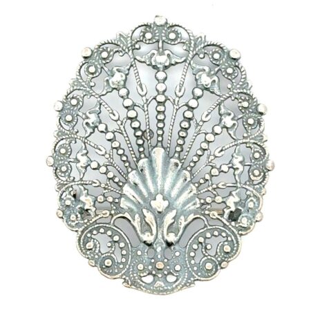 .925 Sterling Silver Art Noveau Reproduction Brooch, 4.7g