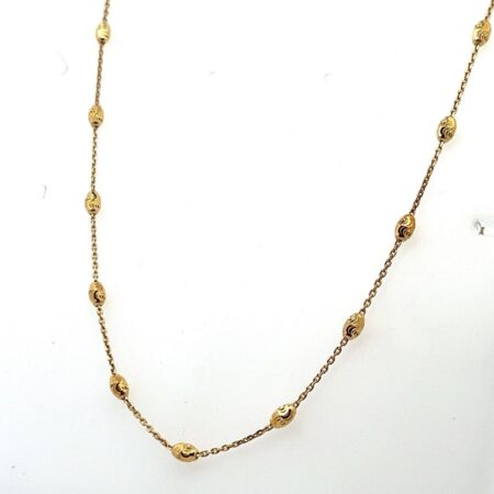 20” 18K Gold Vermeil 925 Sterling Silver Textured Bead Station Necklace 4.8g