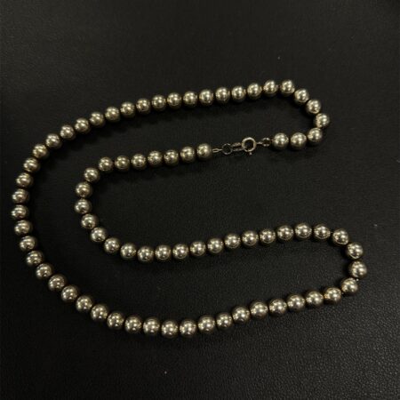 Vintage 925 Sterling Silver 8mm Beaded Necklace on Fine Silver Chain - 24 Inch