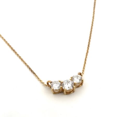 18” Gold Vermeil 925 Sterling Silver Triple CZ Pendant Necklace 4g