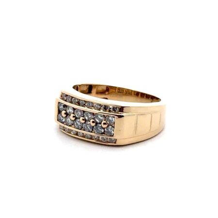 Size-10.5 Men’s EFFY 14k Yellow Gold Natural Diamond Band Ring, .96 TCW, 8.3g