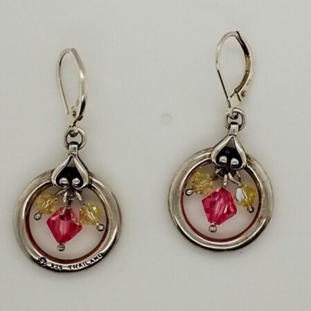 Sterling Silver and Aurora Borealis Crystal Drop Earrings, 8.0 Grams