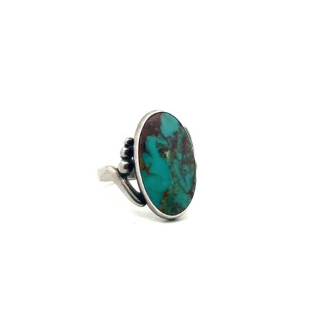 Sz. 6.5 Jerome Poyer Navajo Sterling Silver Royston Or Kingsman Turquoise Ring