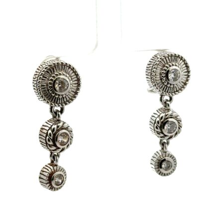 Judith Ripka 925 Sterling Silver CZ Thailand Omega Back Dangle Earrings, 14.7g