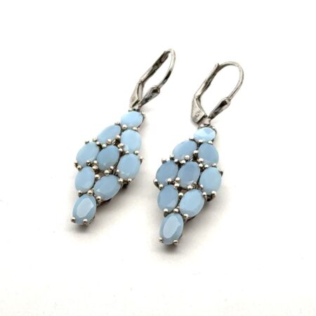 STS Light Blue Oval Chalcedony In Chandelier Design, 925 Sterling Silver, 5.0g