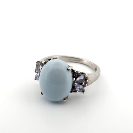 Size: 10 STS 925 Sterling Silver Blue Chalcedony & Tanzanite Ring 5g