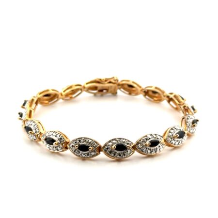 7” Ross Simons Gold Vermeil 925 Sterling Silver Sapphire Tennis Bracelet 15.8g